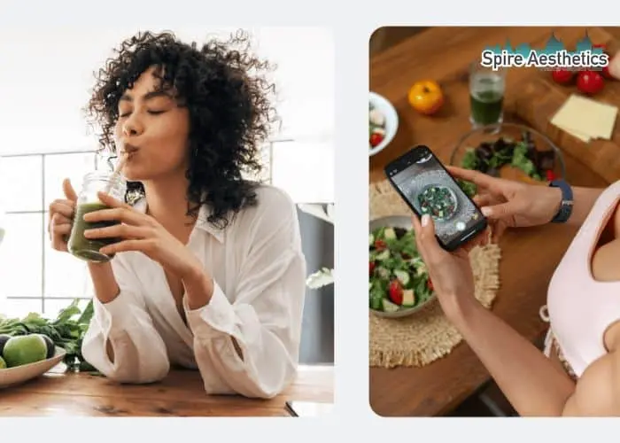 Image of woman looking into her diet and fat freezing Haslemere to improve her health